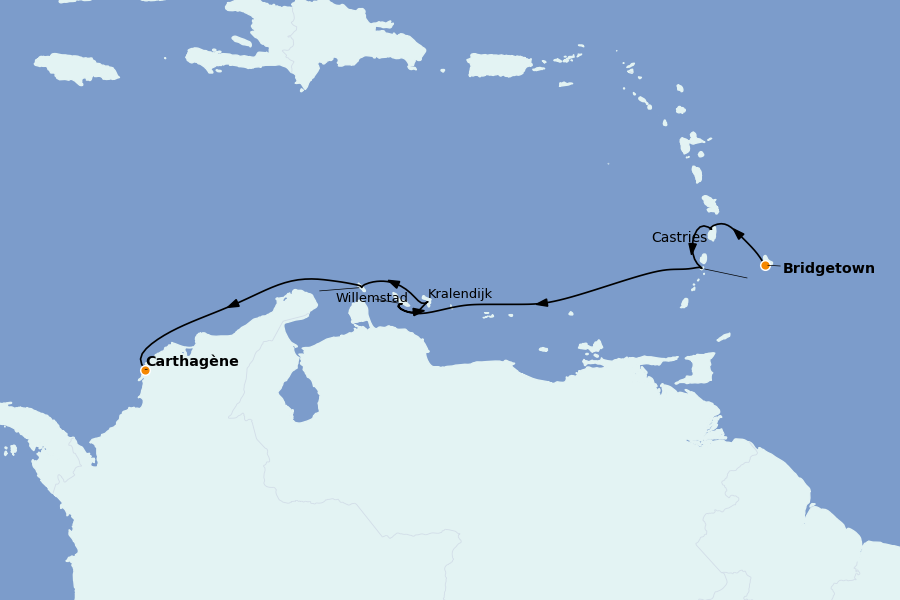 Itinerario del crucero Caribe del Este 9 días a bordo del Silver Shadow