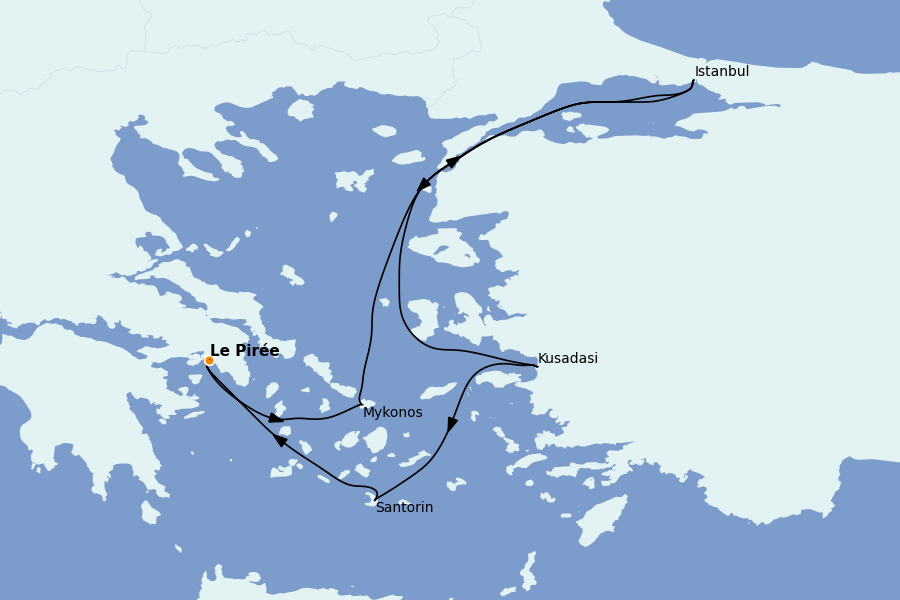 Itinéraire de la croisière Îles Grecques, Adriatique et Turquie - Méditerranée Orientale 7 jours à bord du Voyager of the Seas