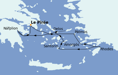 Itinerario del crucero Grecia y Adriático 7 días a bordo del Le Jacques Cartier