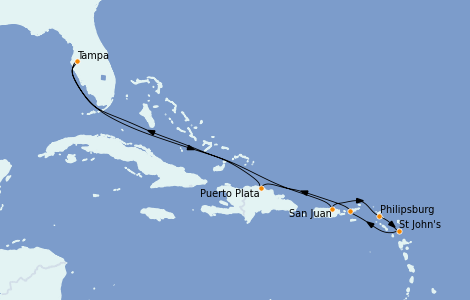 Itinerario del crucero Caribe del Este 10 días a bordo del Celebrity Constellation