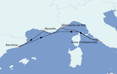 Itinerario del crucero Mediterráneo 5 días a bordo del Vision of the Seas