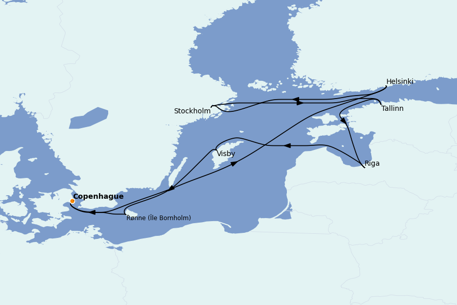 Itinéraire de la croisière Mer Baltique - Russie - Mer du Nord 9 jours à bord du Explora IV
