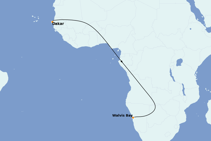 Itinerario del crucero Ciudad del Cabo 12 días a bordo del Le Bougainville