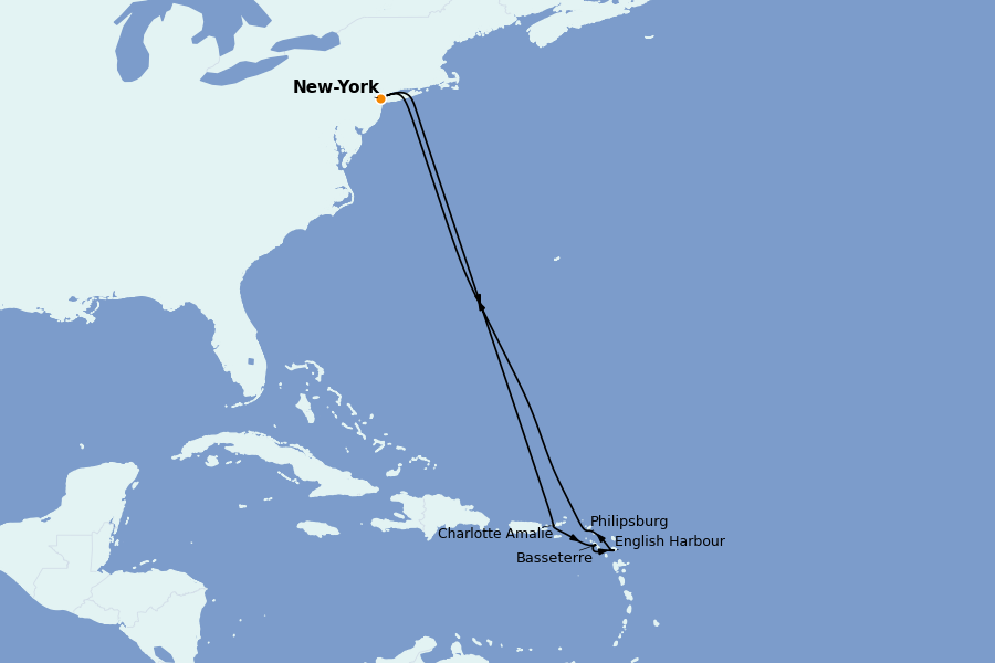 Itinerario del crucero Caribe del Este (Antillas) 11 días a bordo del Queen Mary 2