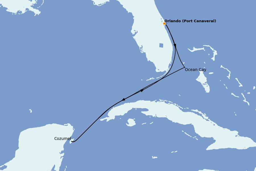 Itinéraire de la croisière Caraïbes de l'Est (Antilles) 5 jours à bord du MSC Seashore