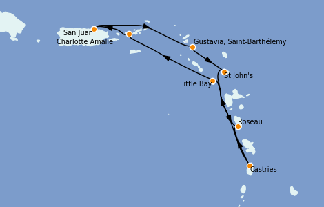 Itinerario del crucero Caribe del Este 7 días a bordo del Silver Dawn