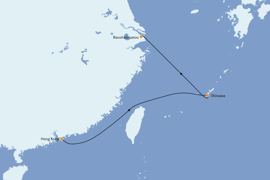 Itinéraire de la croisière Chine, Japon, Hong Kong, Taïwan, Corée du Sud 4 jours à bord du Spectrum of the Seas