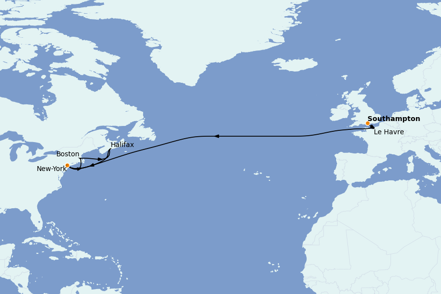 Itinerario del crucero Islas Británicas 15 días a bordo del Queen Mary 2