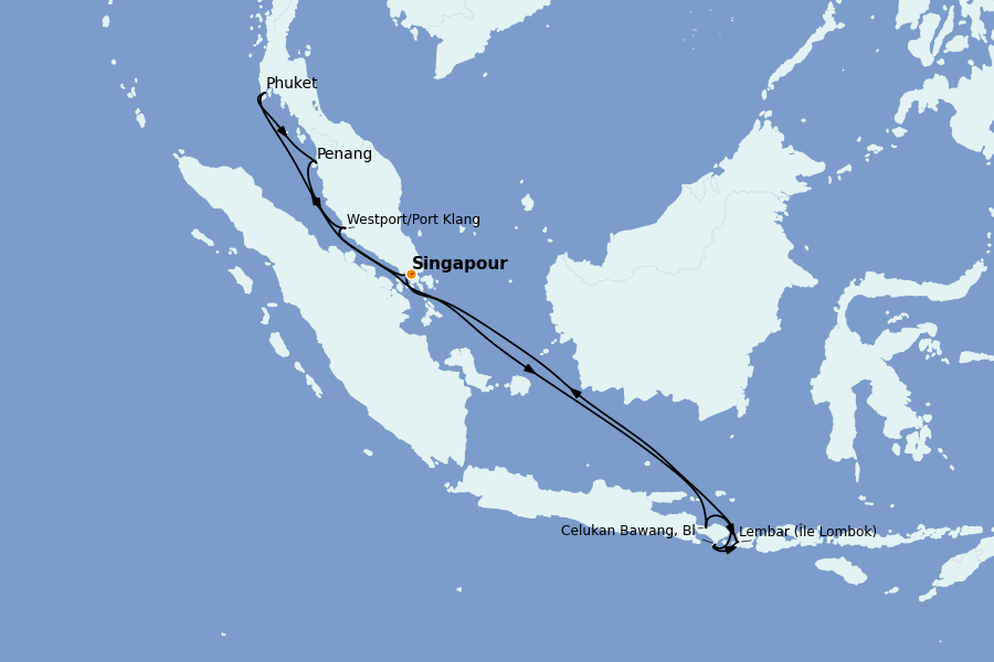 Itinerario del crucero Indonesia 13 días a bordo del Celebrity Solstice