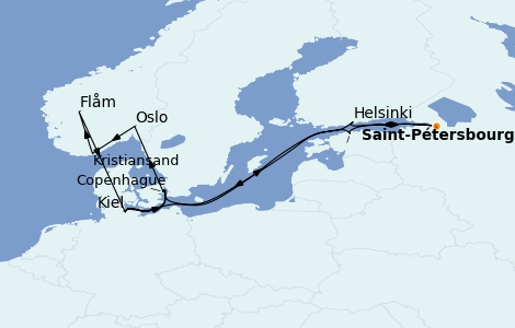Itinerario del crucero Mar Báltico 14 días a bordo del MSC Grandiosa