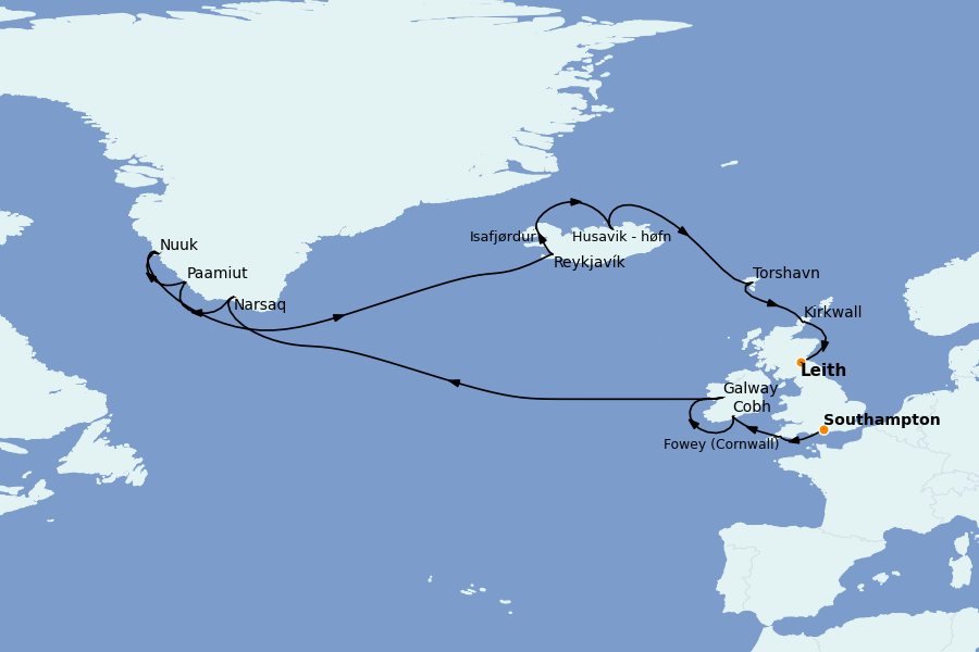 Itinerario del crucero Mar Báltico y Mar del Norte 20 días a bordo del Seven Seas Navigator