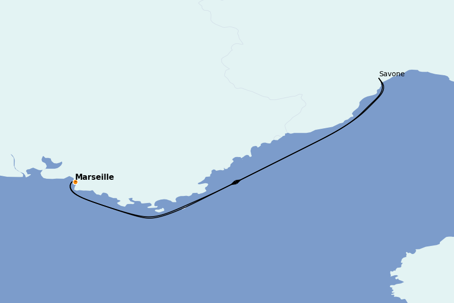 Itinéraire de la croisière Méditerranée Occidentale 2 jours à bord du Costa Fortuna