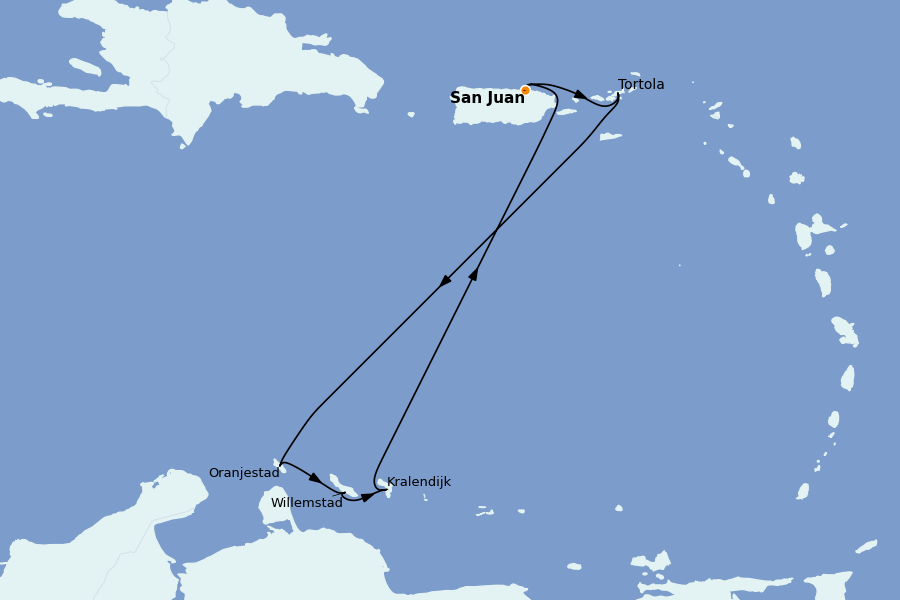 Itinéraire de la croisière Caraïbes de l'Est (Antilles) 7 jours à bord du Brilliance of the Seas