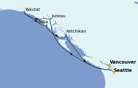 Itinerario del crucero Alaska 7 días a bordo del Discovery Princess