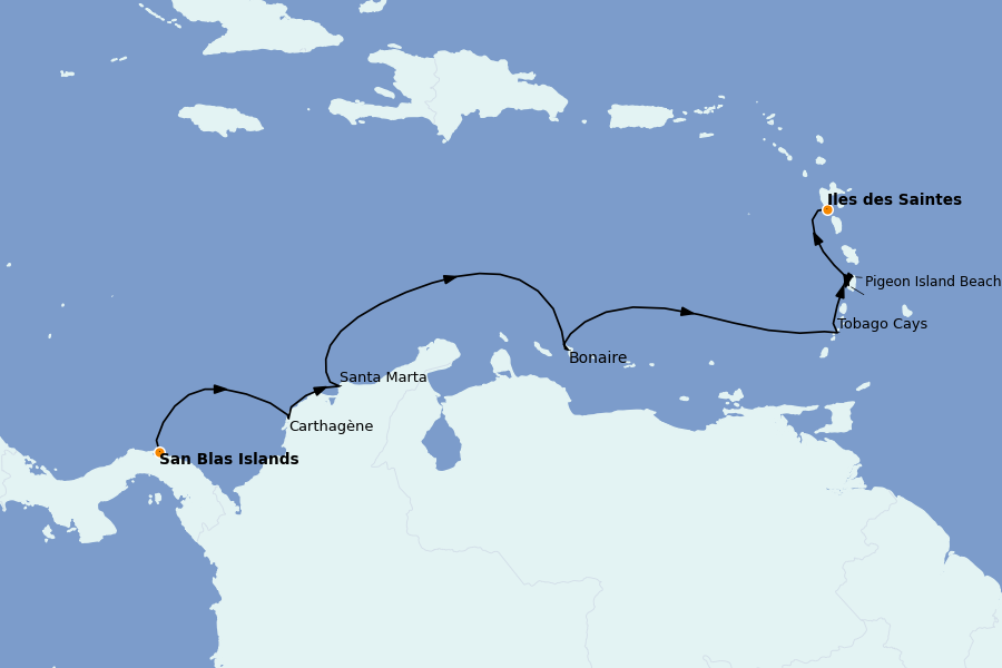 Itinerario del crucero Caribe del Este 10 días a bordo del Le Lapérouse