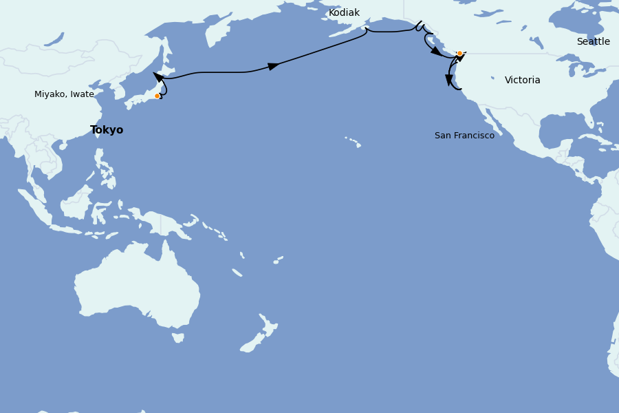 Itinerario del crucero Alaska, Canadá y Glaciares 27 días a bordo del Seven Seas Splendor