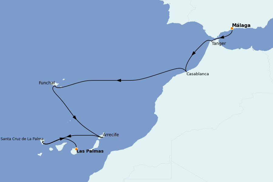 Itinerario del crucero Mediterráneo Occidental 8 días a bordo del Le Dumont d'Urville