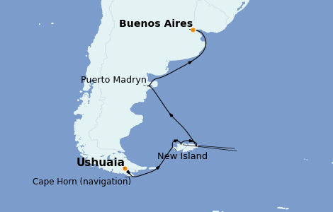 Itinerario del crucero Suramérica 14 días a bordo del Le Lyrial