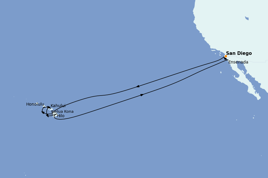 Itinerario del crucero Hawaii 17 días a bordo del Ms Zaandam