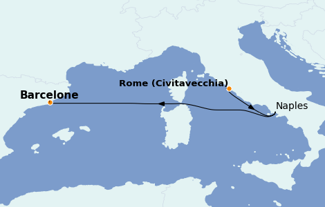 Itinerario del crucero Mediterráneo 3 días a bordo del Wonder of the Seas