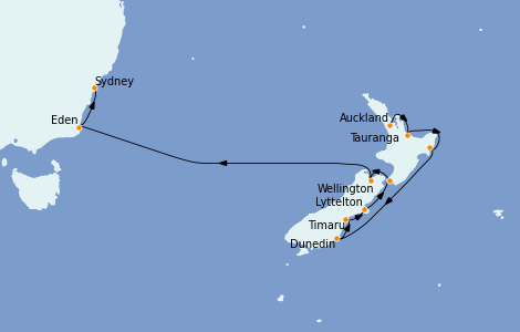 Itinerario del crucero Australia 2023 14 días a bordo del Seabourn Odyssey