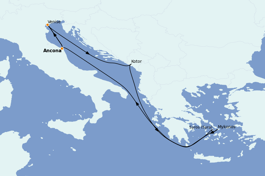 Itinerario del crucero Mediterráneo Occidental 8 días a bordo del MSC Lirica