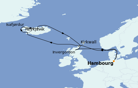 Itinerario del crucero Exploración polar 11 días a bordo del MSC Magnifica