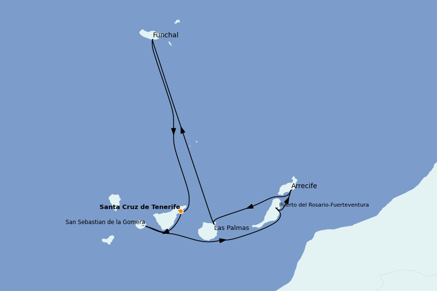 Itinéraire de la croisière Méditerranée Occidentale 7 jours à bord du Costa Fortuna