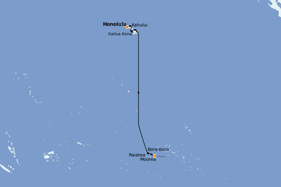 Itinéraire de la croisière Hawaii 12 jours à bord du Norwegian Spirit