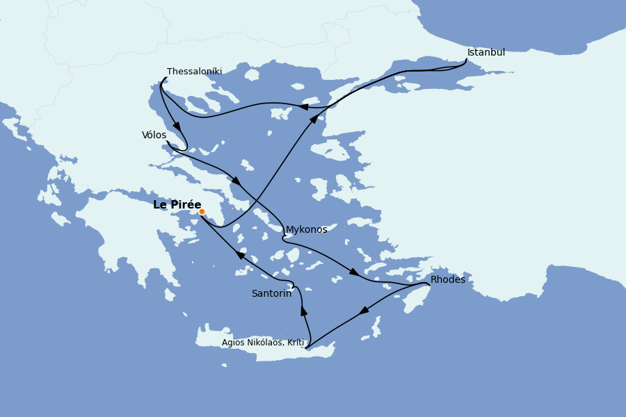 Itinéraire de la croisière Îles Grecques, Adriatique et Turquie - Méditerranée Orientale 11 jours à bord du Silver Muse