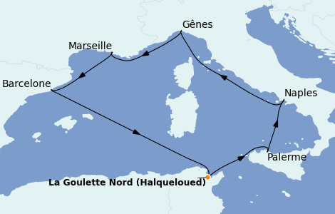 Itinerario del crucero Mediterráneo 7 días a bordo del MSC Opera