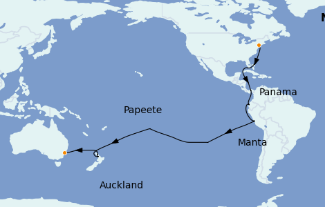 Itinerario del crucero Australia 2024 36 días a bordo del Coral Princess