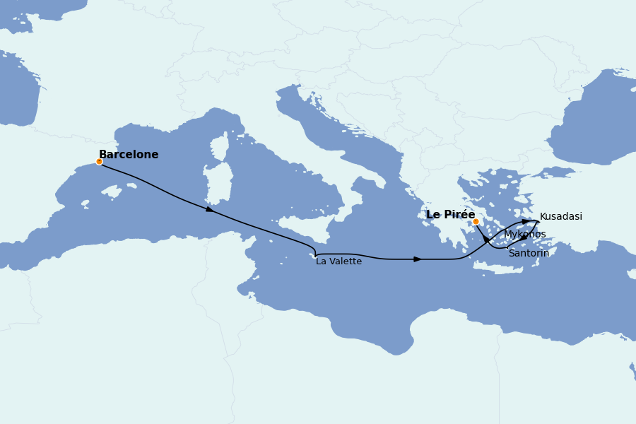 Itinerario del crucero Mediterráneo Occidental 7 días a bordo del Celebrity Ascent