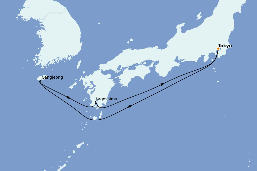 Itinerario del crucero Asia 5 días a bordo del MSC Bellissima