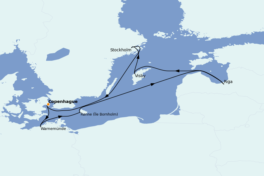 Itinéraire de la croisière Mer Baltique - Russie - Mer du Nord 7 jours à bord du MSC Magnifica