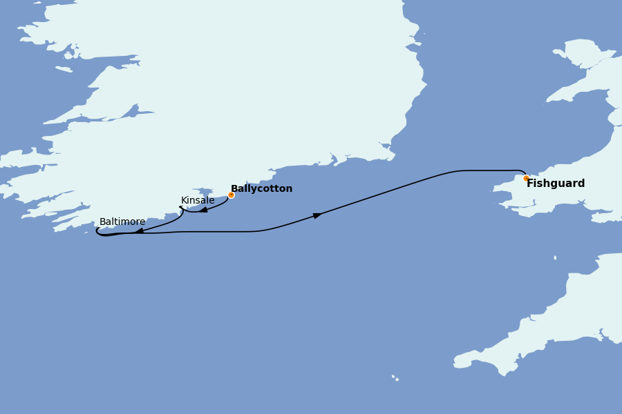 Itinerario del crucero Islas Británicas 8 días a bordo del Le Bellot