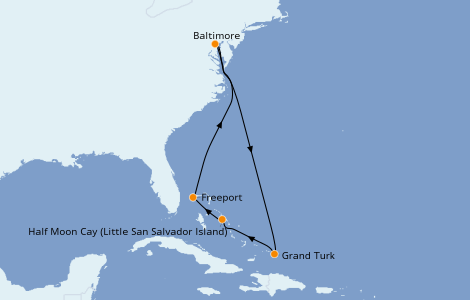 Itinerario del crucero Bahamas 7 días a bordo del Carnival Legend