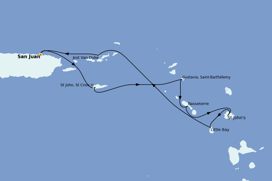 Itinerario del crucero Caribe del Este (Antillas) 7 días a bordo del Silver Shadow