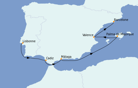 Itinerario del crucero Mediterráneo 7 días a bordo del Le Champlain