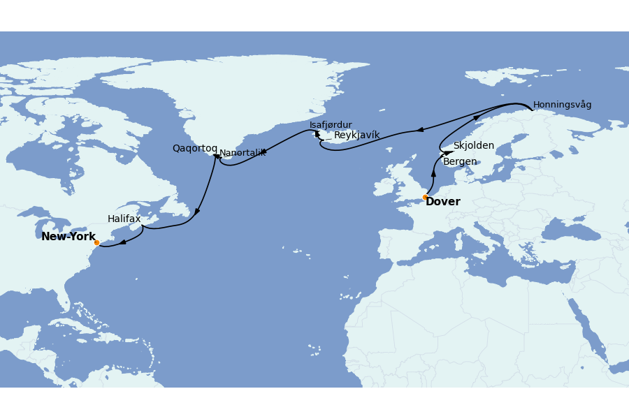 Itinerario del crucero Vuelta al mundo 2025 21 días a bordo del Crown Princess