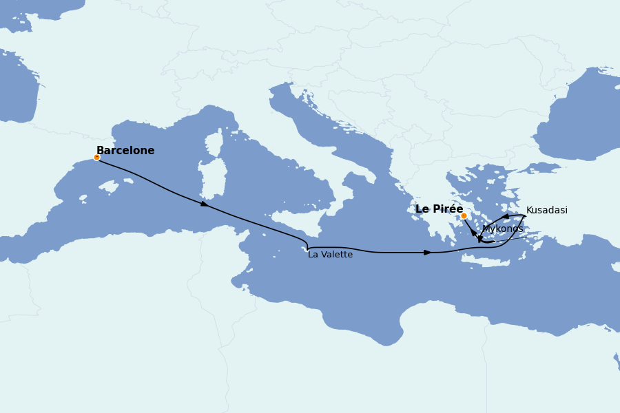 Itinerario del crucero Mediterráneo Occidental 7 días a bordo del Celebrity Xcel