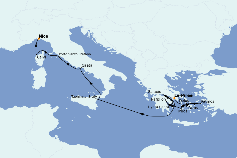 Itinéraire de la croisière Méditerranée Occidentale 12 jours à bord du Le Boréal