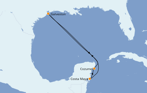 Itinerario del crucero Caribe del Oeste 5 días a bordo del Carnival Breeze