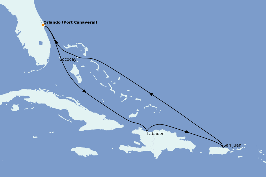 Itinéraire de la croisière Caraïbes de l'Est (Antilles) 7 jours à bord du Harmony of the Seas