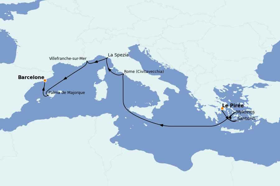 Itinerario del crucero Mediterráneo Occidental 10 días a bordo del Celebrity Eclipse