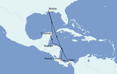 Itinerario del crucero Caribe del Oeste 10 días a bordo del Carnival Sensation
