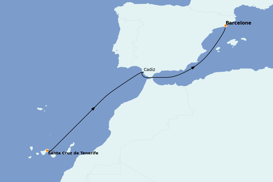 Itinéraire de la croisière Méditerranée Occidentale 4 jours à bord du Costa Toscana