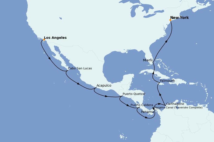 Itinéraire de la croisière Caraïbes de l'Est (Antilles) 19 jours à bord du Norwegian Bliss