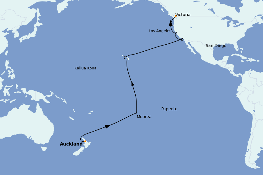 Itinéraire de la croisière Alaska, Canada et Glacières 27 jours à bord du Royal Princess