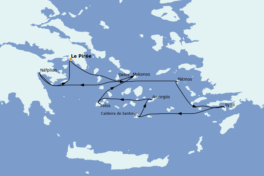 Itinéraire de la croisière Îles Grecques, Adriatique et Turquie - Méditerranée Orientale 7 jours à bord du Le Dumont d'Urville